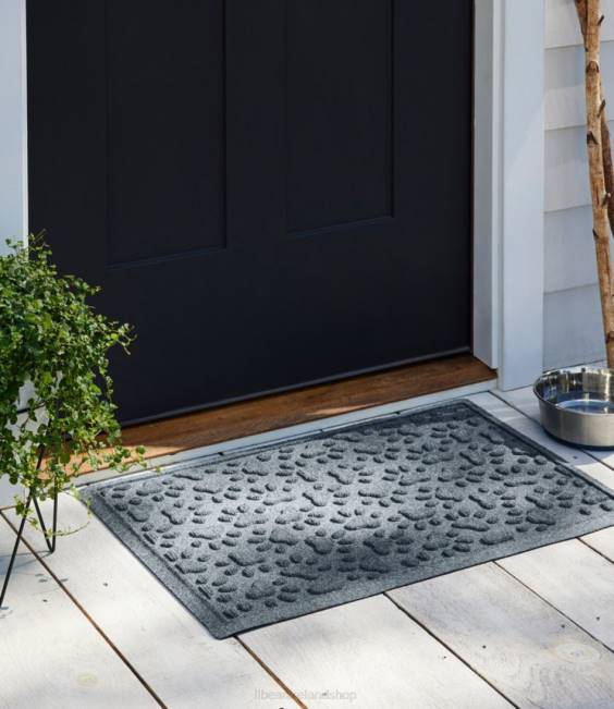 LLBean Recycled Waterhog Dog Mat Scattered Paws Unisex J46J3917 Home Goods Charcoal