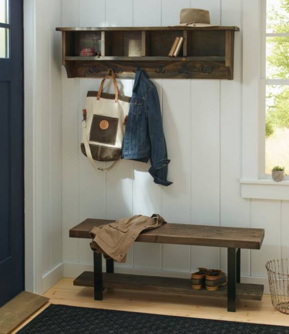LLBean Rough Pine Wall Cubby With Hooks Unisex J46J2827 Indoor Furniture Rustic Natural