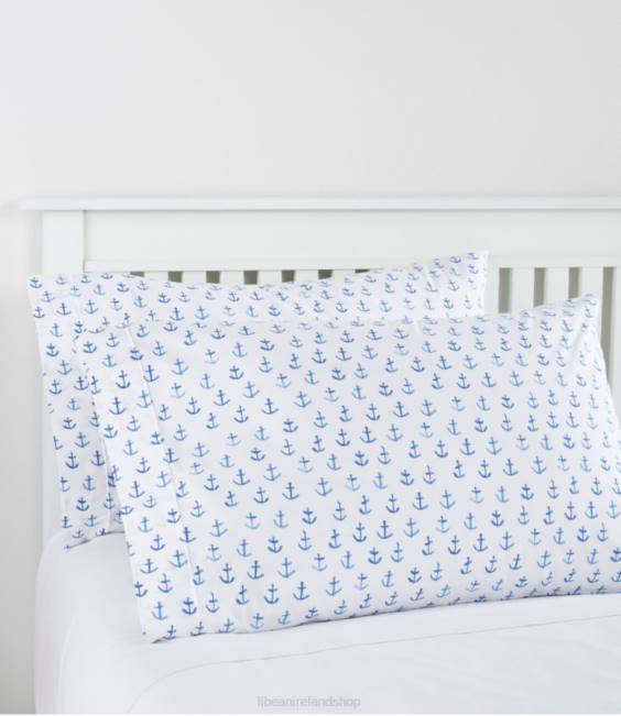 LLBean Sara Fitz Anchor Percale Sheet Collection Unisex J46J2655 Bedding Flag Blue Anchors