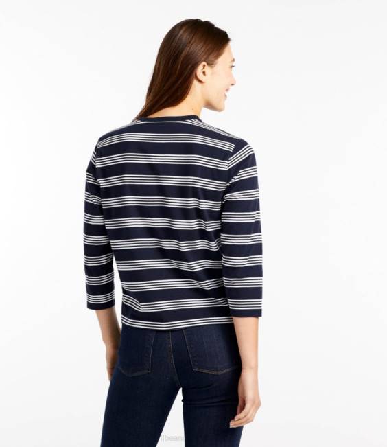 LLBean Saturday T-Shirt Women J46J5712 Clothing Sea Blue/White