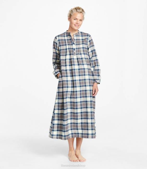 LLBean Scotch Plaid Flannel Nightgown Women J46J3336 Clothing Black Watch