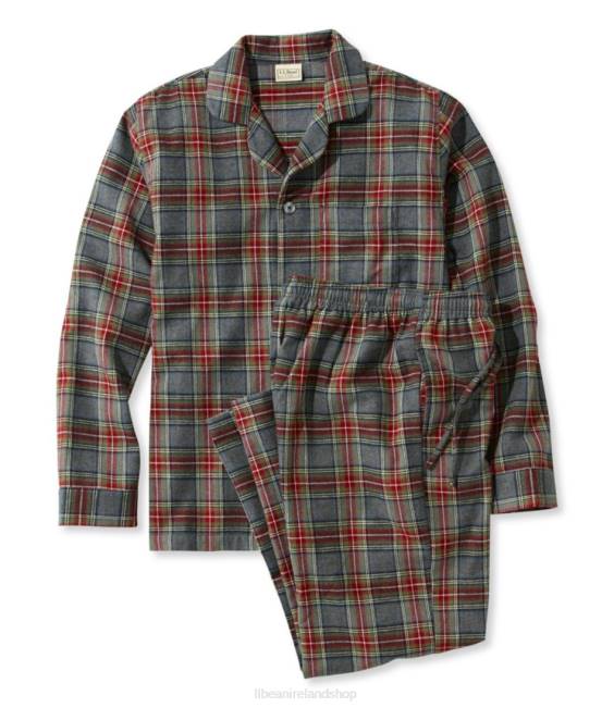 LLBean Scotch Plaid Flannel Pajamas Men J46J6969 Clothing Grey Stewart