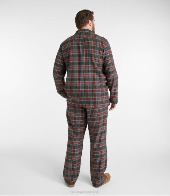 LLBean Scotch Plaid Flannel Pajamas Men J46J6969 Clothing Grey Stewart