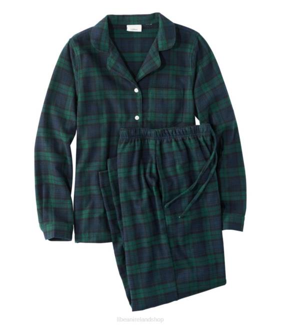 LLBean Scotch Plaid Flannel Pajamas Women J46J6578 Clothing Black Watch