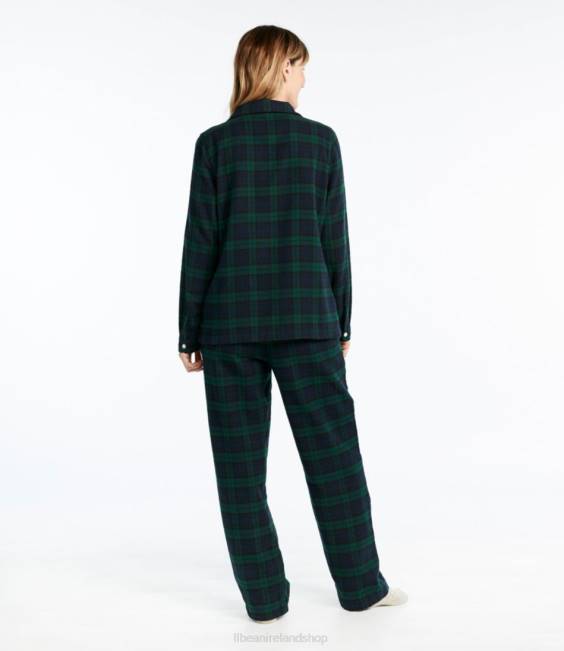 LLBean Scotch Plaid Flannel Pajamas Women J46J6578 Clothing Black Watch