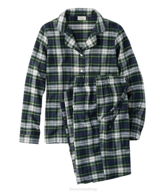 LLBean Scotch Plaid Flannel Pajamas Women J46J6992 Clothing Dress Gordon