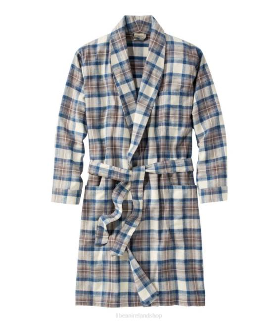 LLBean Scotch Plaid Flannel Robe Men J46J288 Clothing Indigo Tartan