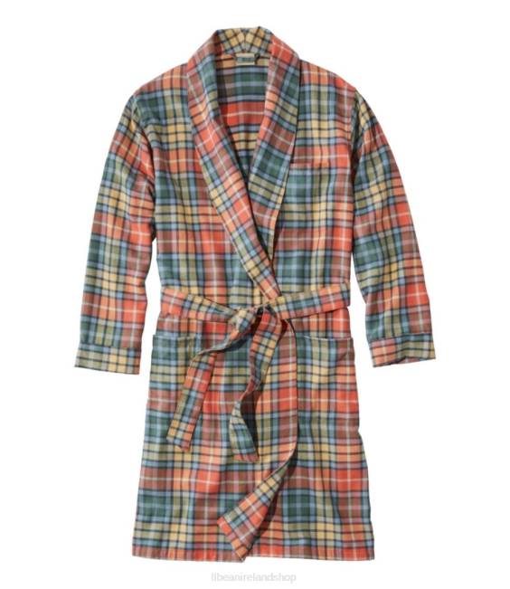 LLBean Scotch Plaid Flannel Robe Men J46J4778 Clothing Washed Buchanan