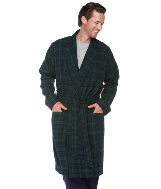 LLBean Scotch Plaid Flannel Robe Men J46J4778 Clothing Washed Buchanan