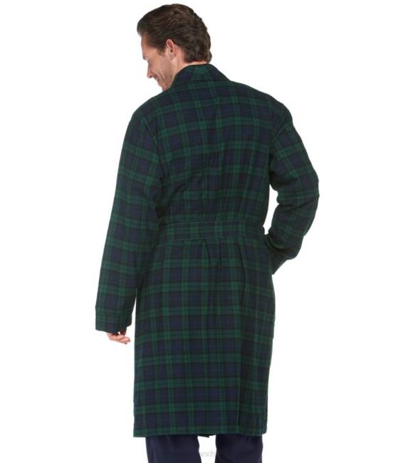 LLBean Scotch Plaid Flannel Robe Men J46J5817 Clothing Black Watch Tartan