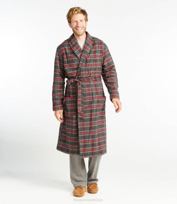 LLBean Scotch Plaid Flannel Robe Men J46J708 Clothing Indigo Tartan