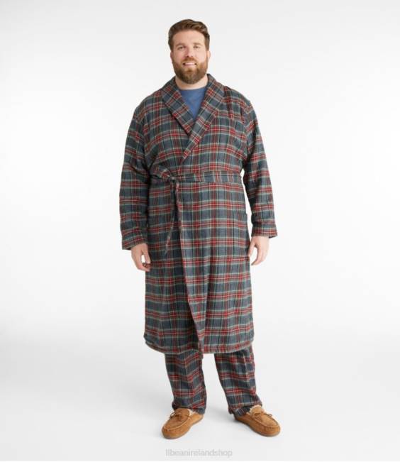 LLBean Scotch Plaid Flannel Robe Men J46J708 Clothing Indigo Tartan