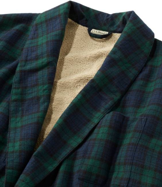 LLBean Scotch Plaid Flannel Robe Men J46J708 Clothing Indigo Tartan