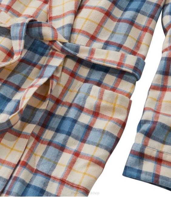 LLBean Scotch Plaid Flannel Robe Women J46J467 Clothing Indigo Tartan