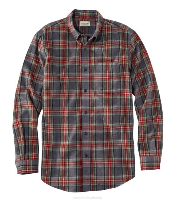 LLBean Scotch Plaid Flannel Shirt Men J46J5880 Clothing Grey Stewart