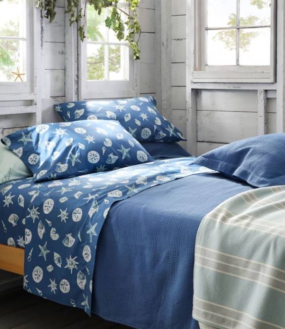 LLBean Seashell Percale Sheet Collection Unisex J46J2526 Bedding Moonlight Blue