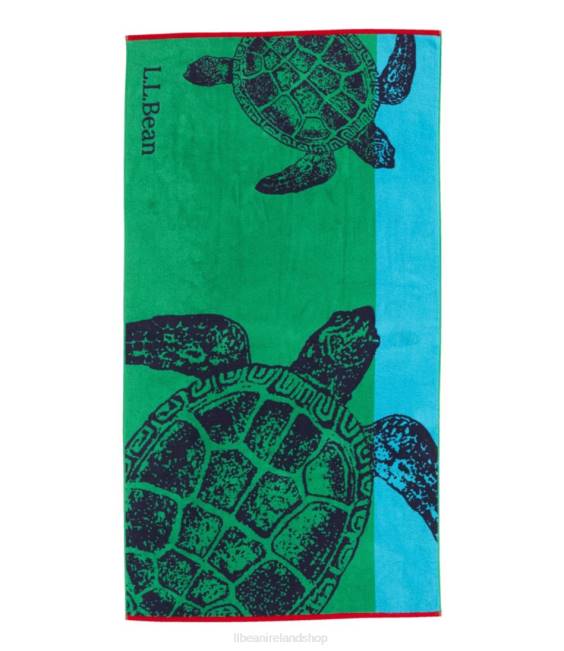 LLBean Seaside Beach Towel Turtles Unisex J46J1249 Outdoor Accessories Bright Elm