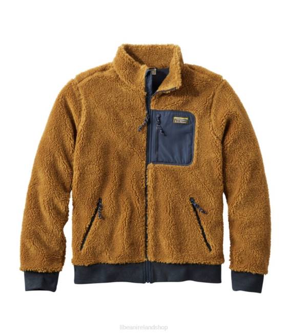 LLBean Sherpa Fleece Jacket Men J46J5947 Outerwear Antique Gold/Carbon Navy