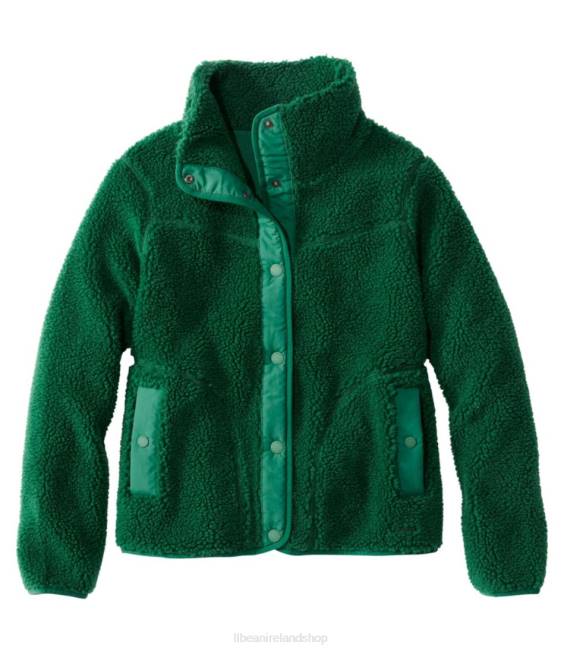 LLBean Sherpa Fleece Jacket Women J46J3593 Outerwear Emerald Spruce