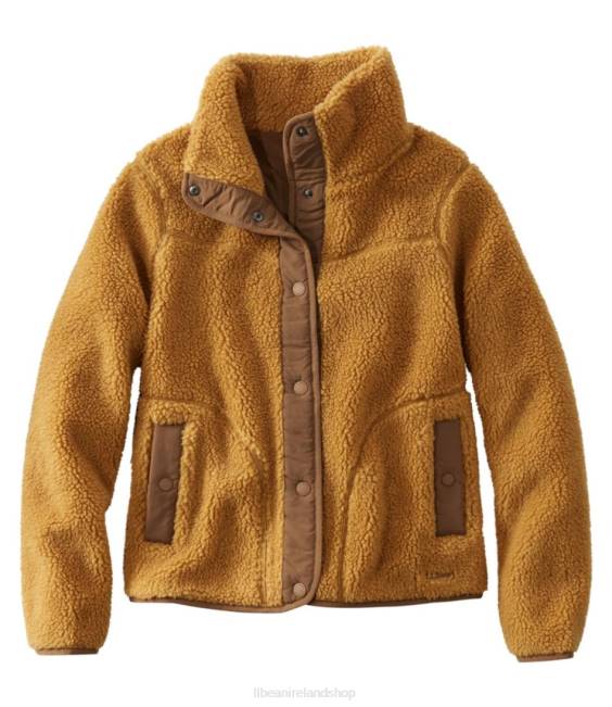 LLBean Sherpa Fleece Jacket Women J46J6658 Outerwear Antique Gold