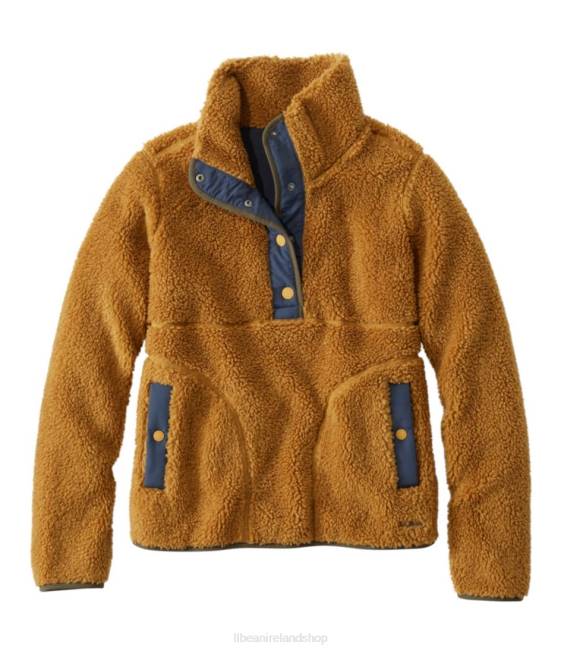 LLBean Sherpa Fleece Pullover Women J46J7008 Clothing Antique Gold