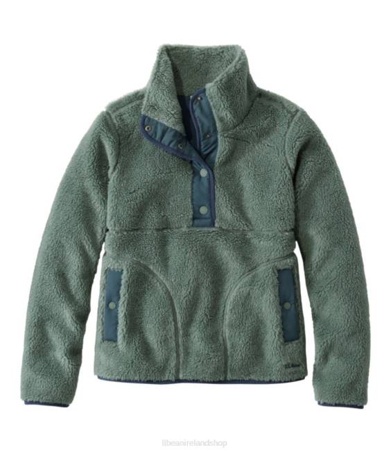 LLBean Sherpa Fleece Pullover Women J46J7207 Clothing Sea Green