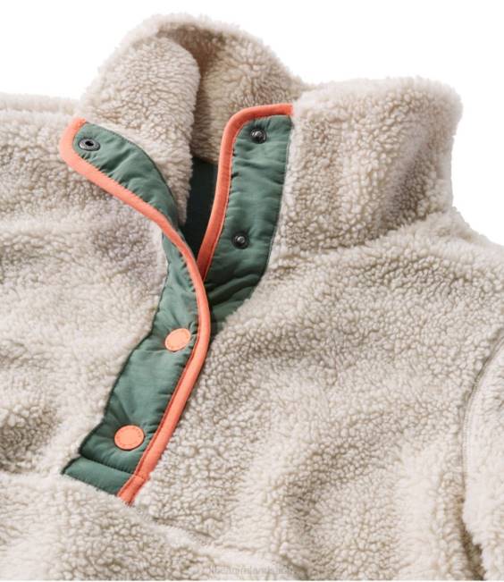 LLBean Sherpa Fleece Pullover Women J46J7207 Clothing Sea Green