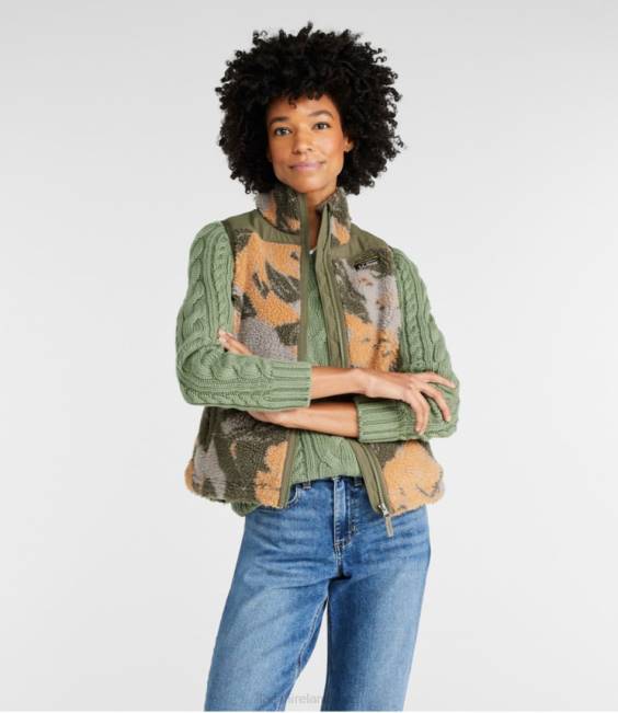 LLBean Sherpa Fleece Vest Women J46J929 Outerwear Woodsmoke Camo