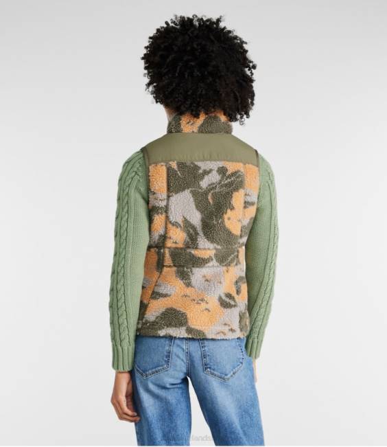 LLBean Sherpa Fleece Vest Women J46J929 Outerwear Woodsmoke Camo