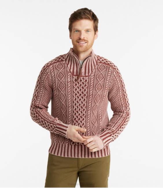 LLBean Signature Cotton Fisherman Sweater Men J46J665 Clothing Light Hickory Washed