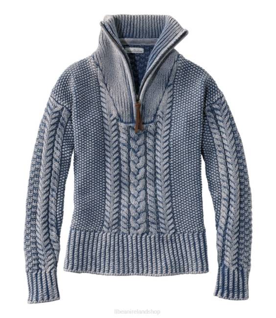 LLBean Signature Cotton Fisherman Sweater Women J46J3457 Clothing Atlantic Blue Washed