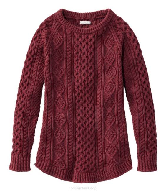 LLBean Signature Cotton Fisherman Tunic Sweater Women J46J3440 Clothing Burgundy