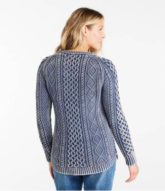 LLBean Signature Cotton Fisherman Tunic Sweater Women J46J3444 Clothing Atlantic Blue Washed