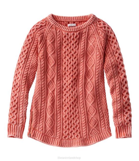 LLBean Signature Cotton Fisherman Tunic Sweater Women J46J586 Clothing Pink Grapefruit Washed