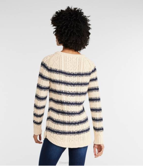 LLBean Signature Cotton Fisherman Tunic Sweater Women J46J612 Clothing Sailcloth Stripe