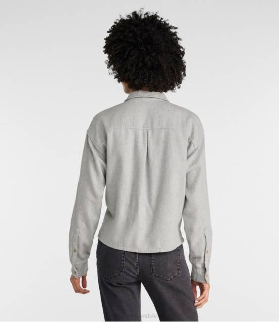 LLBean Signature Heritage Textured Flannel Shirt Women J46J3396 Clothing Light Gray Heather