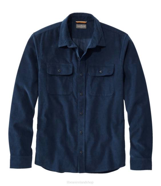 LLBean Signature Microwale Corduroy Shirt Men J46J3412 Clothing Mariner Blue