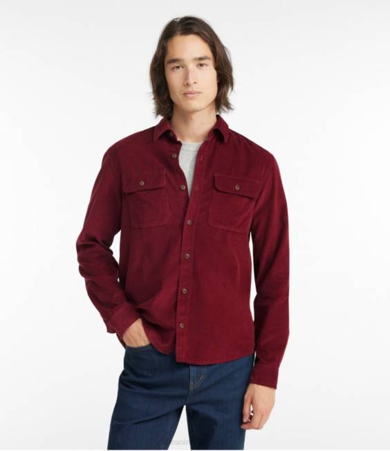 LLBean Signature Microwale Corduroy Shirt Men J46J3412 Clothing Mariner Blue
