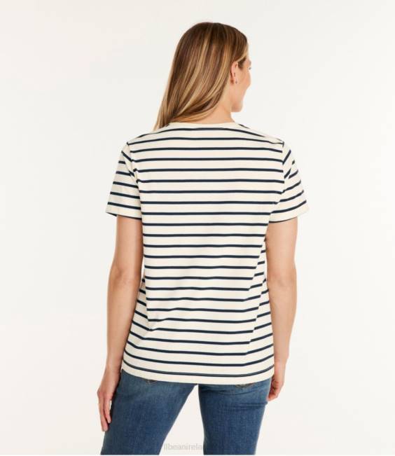 LLBean Signature Rangeley Cotton Tee Women J46J2967 Clothing Surf Blue Print