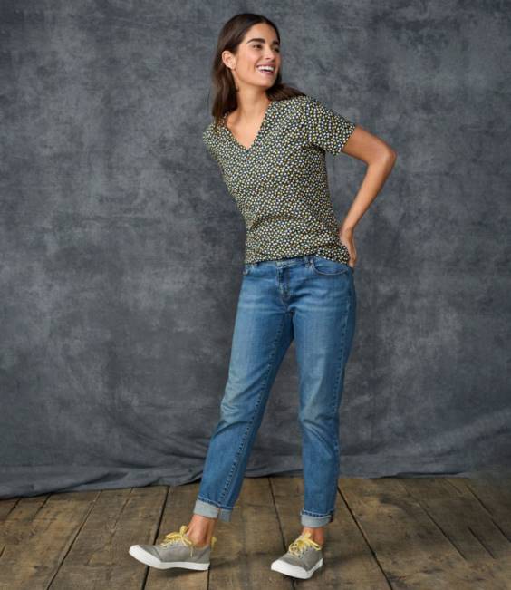 LLBean Signature Rangeley Cotton Tee Women J46J2967 Clothing Surf Blue Print