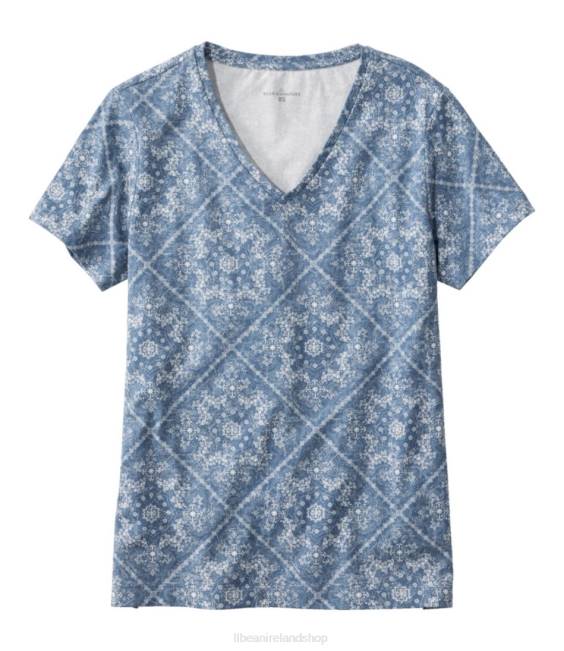LLBean Signature Rangeley Cotton Tee Women J46J6423 Clothing Moonlight Blue Bandana