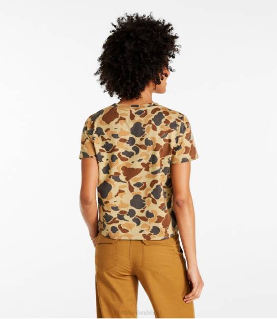 LLBean Signature Rangeley Cotton Tee Women J46J6532 Clothing Pale Olive Camo