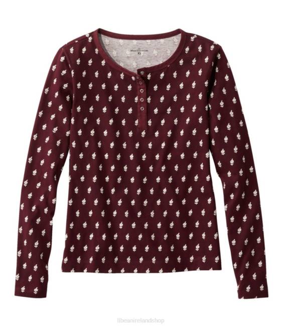 LLBean Signature Rangeley Cotton Tee Women J46J714 Clothing Burgundy Floral