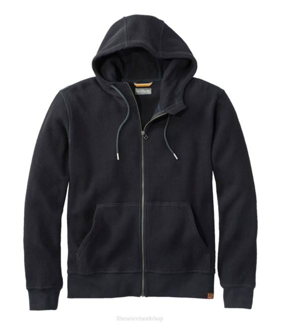 LLBean Signature Waffle Full-Zip Hoodie Men J46J3328 Clothing Black Slate