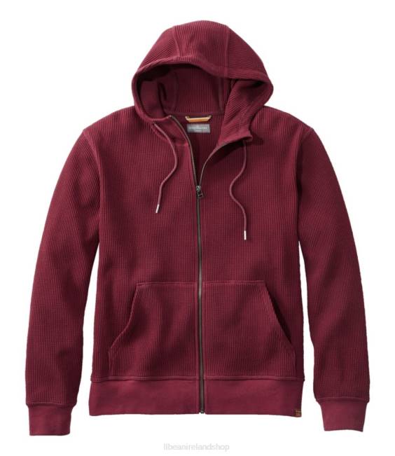 LLBean Signature Waffle Full-Zip Hoodie Men J46J455 Clothing Deep Port