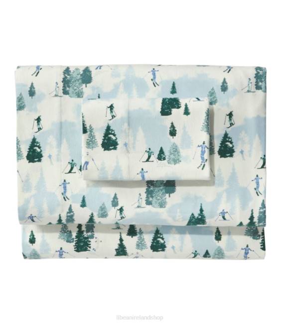 LLBean Skier Scenic Flannel Sheet Set Collection Unisex J46J2538 Bedding Sea Salt