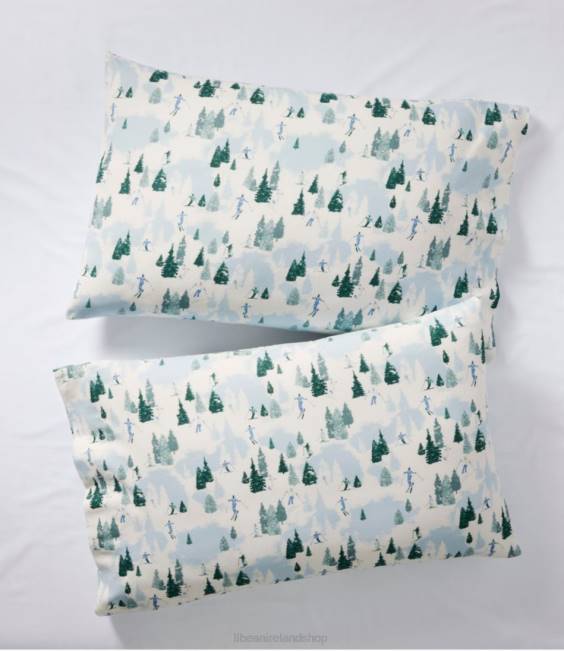 LLBean Skier Scenic Flannel Sheet Set Collection Unisex J46J2538 Bedding Sea Salt
