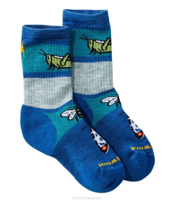 LLBean Smartwool Hike Full-Cushion Crew Socks Kids J46J3077 Footwear Laguna Blue