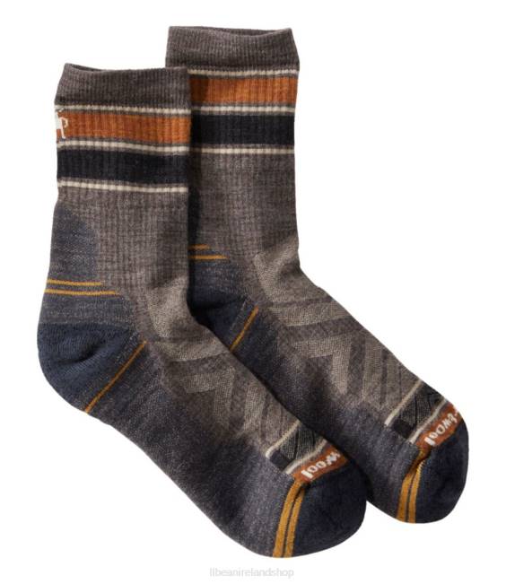 LLBean Smartwool Hike Light Cushion Mid Crew Stripe Sock Men J46J3561 Accessories Taupe