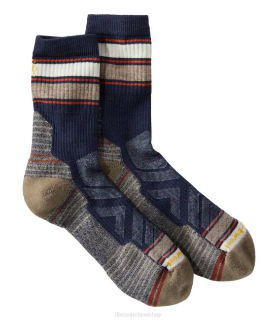 LLBean Smartwool Hike Light Cushion Mid Crew Stripe Sock Men J46J770 Accessories Deep Navy